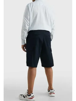 Short cargo John 1985 en coton biologique mélangé marine uni à coupe droite