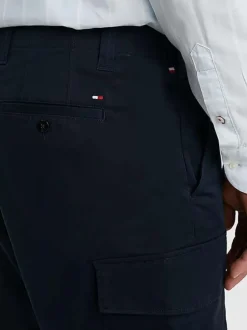 Short cargo John 1985 en coton biologique mélangé marine uni à coupe droite
