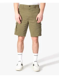 Short Cargo kaki en coton uni avec petit patch à l'arrière