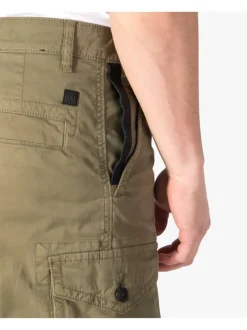 Short Cargo kaki en coton uni avec petit patch à l'arrière