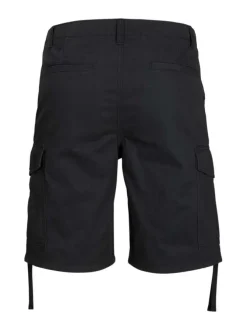 Short cargo Marley en coton noir uni avec une coupe slim et à 6 poches