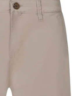 Short chino beige uni avec une coupe droite et le logo de la marque brodé