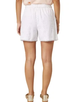 Short chino blanc uni pourvu d'une coupe droite et d'une taille élastiquée