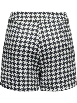 Short chino bleu marine à imprimé pied de poule avec une coupe regular fit