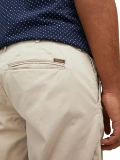 Short chino Bowie Short en coton beige uni avec une coupe droite