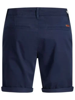 Short chino Bowie Short en coton marine uni avec une coupe droite et à 4 poches