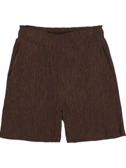 Short chino brun uni pourvu d'une coupe droite et d'une taille élastiquée