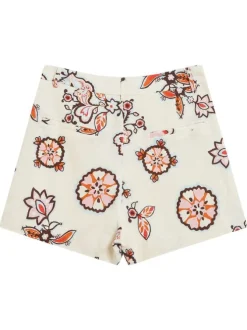Short chino écru à motifs pourvu de passants pour la ceinture