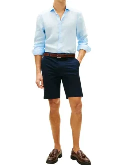 Short chino Denton en coton marine à coupe droite pourvu de multiples poches