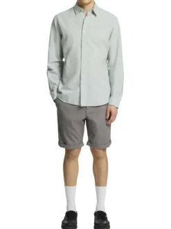 Short Chino en coton anthracite uni à coupe slim avec 4 poches