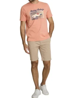 Short chino en coton beige à coupe droite pourvu de multiples poches