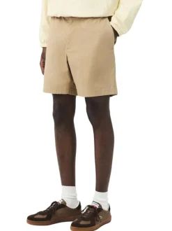 Short chino en coton beige à coupe droite pourvu de poches plaquées