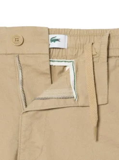 Short chino en coton beige à coupe droite pourvu de poches plaquées