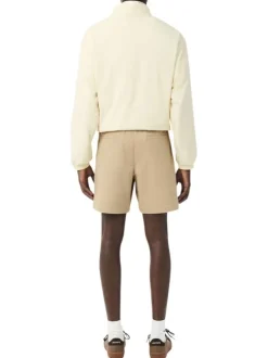 Short chino en coton beige à coupe droite pourvu de poches plaquées