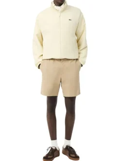 Short chino en coton beige à coupe droite pourvu de poches plaquées