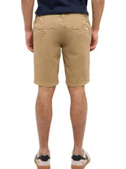 Short chino en coton beige uni avec une coupe droite et 4 poches