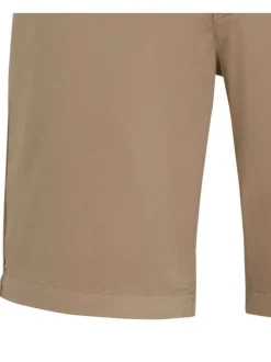 Short chino en coton beige uni avec une coupe droite et 4 poches