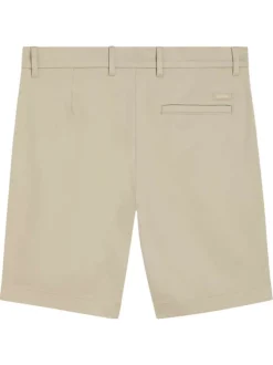 Short chino en coton beige uni avec une coupe regular fit et des passants