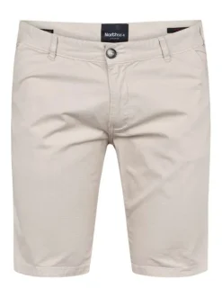 Short chino en coton beige uni à taille intermédiaire et à coupe regular fit
