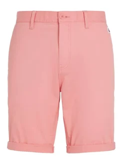 Short chino en coton biologique rose uni avec une coupe droite