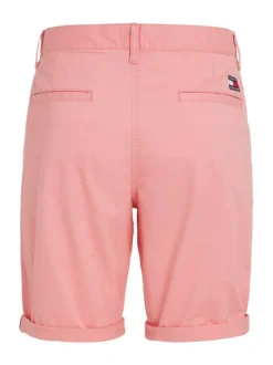 Short chino en coton biologique rose uni avec une coupe droite