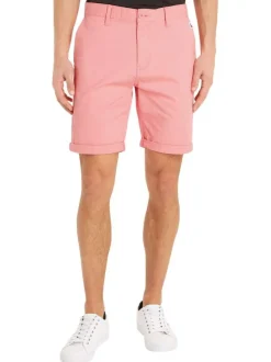 Short chino en coton biologique rose uni avec une coupe droite