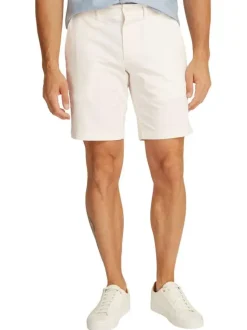 Short Chino en coton blanc uni avec logo à l'arrière et poches passepoilées
