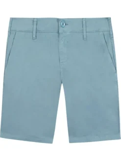Short chino en coton bleu ciel uni avec une coupe droite et un logo brodé