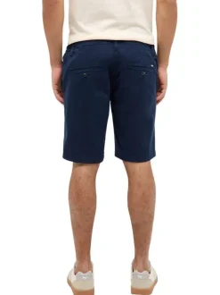 Short chino en coton bleu marine uni avec une coupe droite et 4 poches