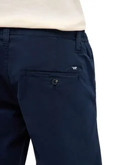 Short chino en coton bleu marine uni avec une coupe droite et 4 poches