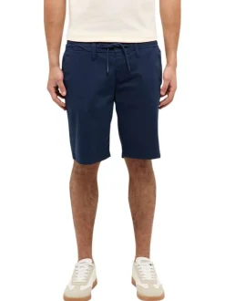 Short chino en coton bleu marine uni avec une coupe droite et 4 poches
