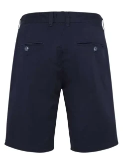 Short chino en coton bleu marine uni avec une coupe slim et des passants
