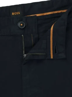 Short chino en coton bleu marine uni à coupe regular fit avec des passants