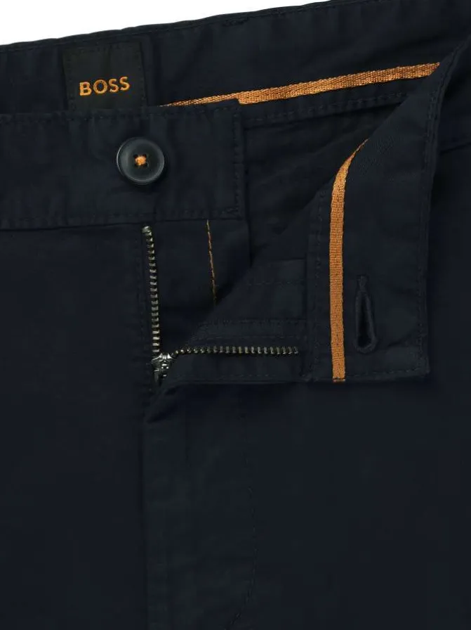 Short chino en coton bleu marine uni à coupe regular fit avec des passants