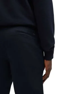 Short chino en coton bleu marine uni à coupe regular fit avec des passants