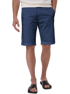 Short Chino en coton bleu uni avec poches à l'italienne à l'avant