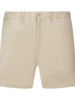 Short chino en coton camel uni avec une coupe droite et une taille intermédiaire