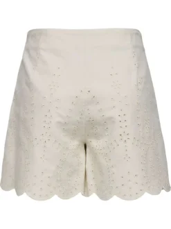 Short chino en coton écru uni pourvu d'une fermeture zippée