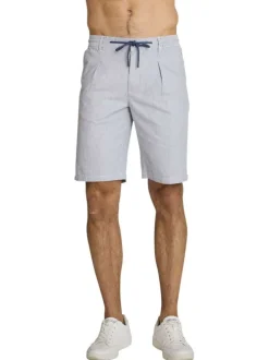 Short chino en coton gris à coupe droite pourvu d'une taille élastiquée