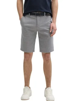 Short Chino en coton gris à motif géométrique avec coupe slim fit et 4 poches