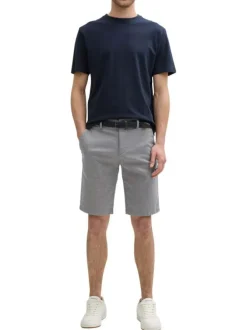 Short Chino en coton gris à motif géométrique avec coupe slim fit et 4 poches
