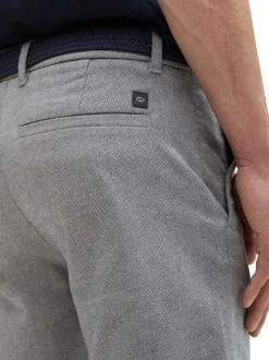 Short Chino en coton gris à motif géométrique avec coupe slim fit et 4 poches