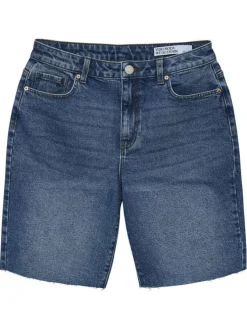 Short Chino en coton indigo uni avec des passants pour ceinture