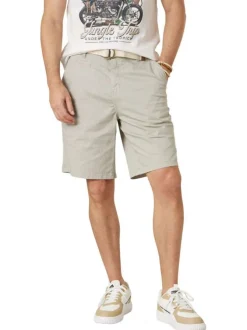 Short chino en coton kaki géométrique pourvu d'une coupe droite