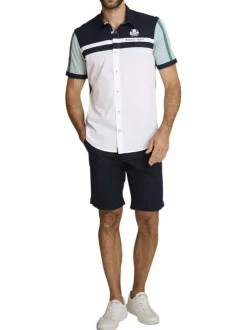Short chino en coton marine à coupe droite pourvu de multiples poches