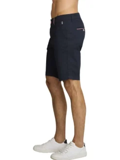 Short chino en coton marine à coupe droite pourvu de multiples poches