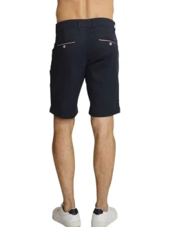 Short chino en coton marine à coupe droite pourvu de multiples poches