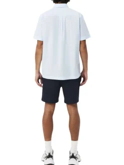 Short chino en coton marine à coupe droite pourvu de poches plaquées
