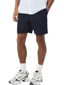 Short chino en coton marine à coupe droite pourvu de poches plaquées