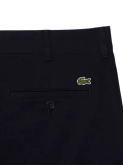 Short Chino en coton marine uni avec logo iconique et des poches